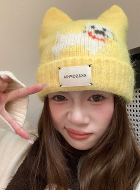 秋冬季毛线保暖帽子套头帽保暖女