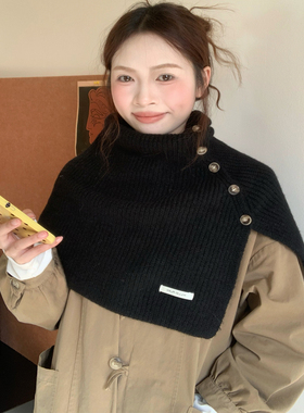 秋冬季保暖百搭高领套头披肩围巾