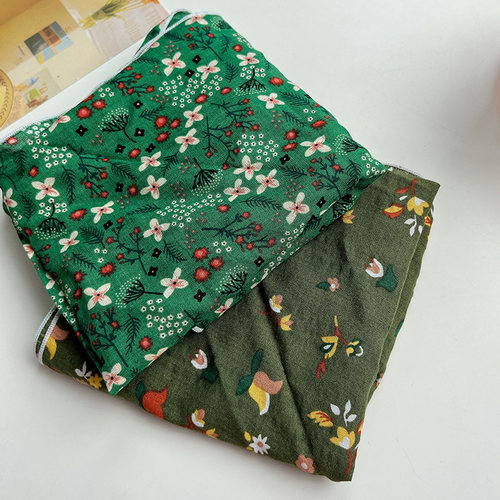 日系头巾夏秋季百搭碎花方巾棉质小领巾复古女薄款小清新装饰丝巾 - 图2