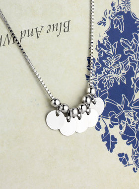 925纯银项链 简约时尚纯银女装链子 盒子套链 925纯银镀白金银链