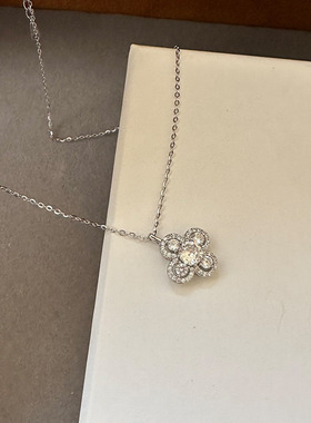 925纯银镶钻花朵锆石项链女简约轻奢精致感不掉色锁骨链1337a