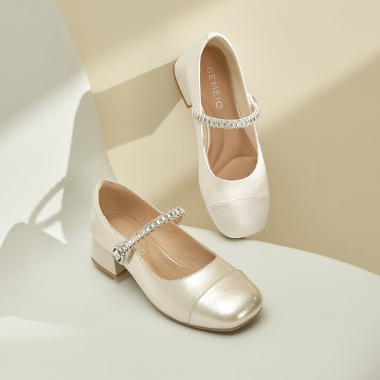 Gomeichi thick heel Mary Jane shoes for women 2025 new style with skirt beautiful without tiring feet French temperament small shoes