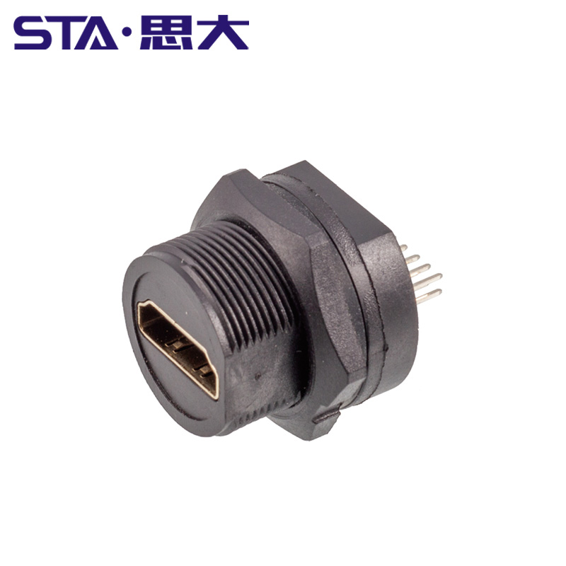 HDMI防水连接器直通双头PCB板插座母转公IP67航空插头4K高清显示 - 图0