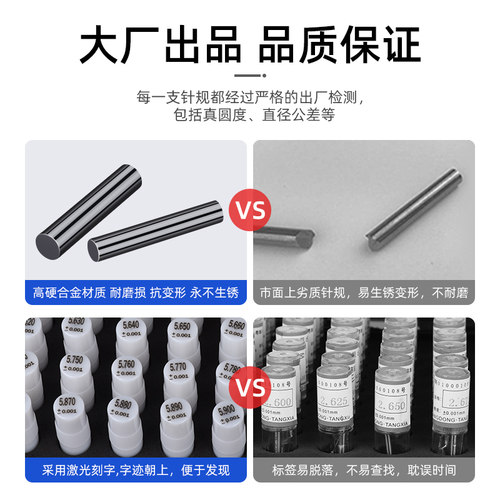 FENGJIE钨钢针规 硬质合金针规 量规高精度塞规 钨钢针止通规套装 - 图2