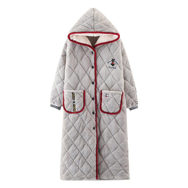 芬腾可安睡袍女士冬季三层加厚珊瑚绒夹棉袄加绒秋冬法兰绒家居服,淘宝优惠券,粉丝福利购,淘宝优惠卷