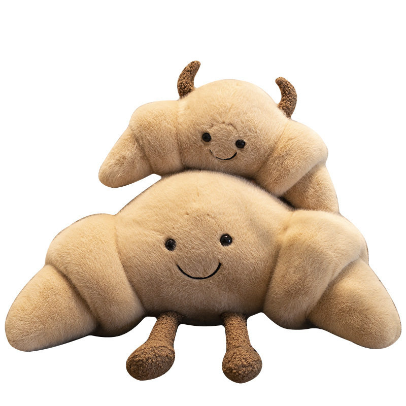 可爱牛角包靠垫抱枕公仔卡通毛绒玩具ins风面包创意毛绒玩偶家居,淘宝优惠券,粉丝福利购,淘宝优惠卷