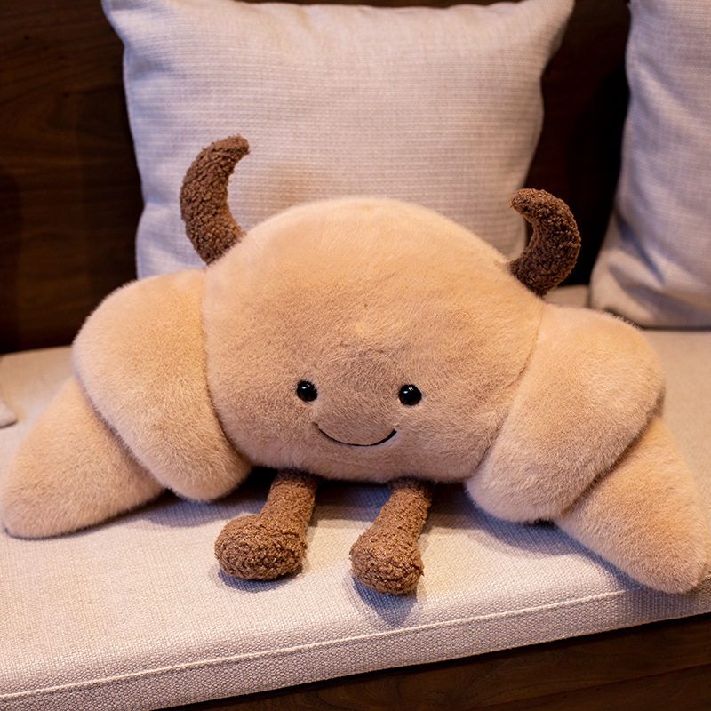 可爱牛角包靠垫抱枕公仔卡通毛绒玩具ins风面包创意毛绒玩偶家居,淘宝优惠券,粉丝福利购,淘宝优惠卷