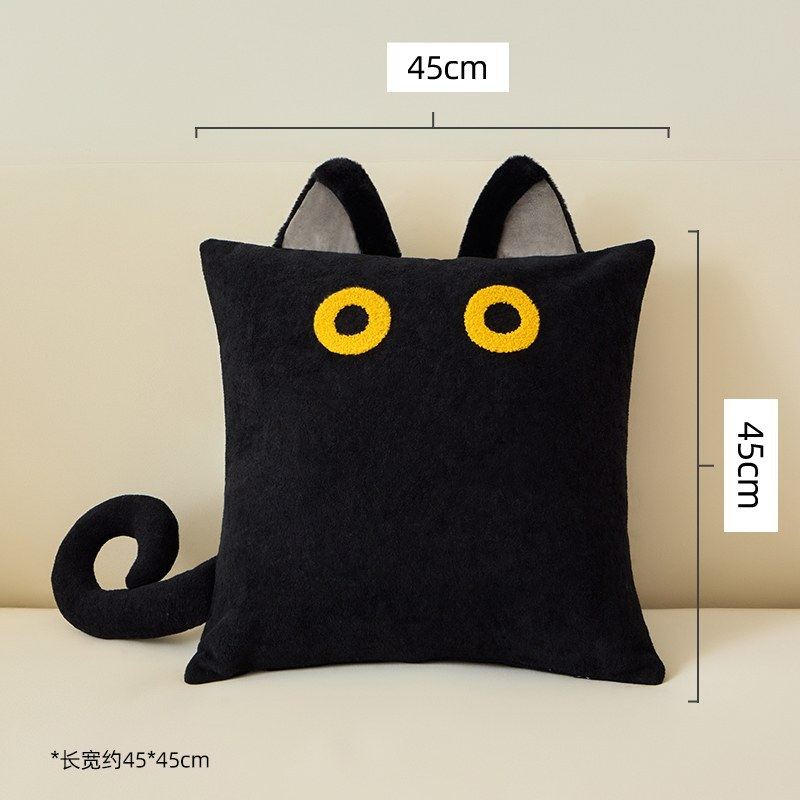 2025新款创意沙发抱枕萌趣黑猫抱枕套可爱玩偶可拆洗卧室客厅靠垫,淘宝优惠券,粉丝福利购,淘宝优惠卷