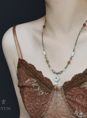 和田玉天然石圆珠女原创设计