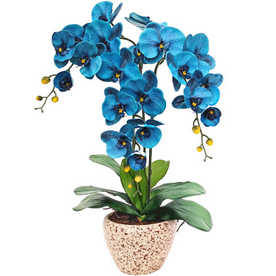 和家pu手感蝴蝶兰仿真花套装假花绢花盆栽整体花艺客厅光触媒绢花 虎窝淘