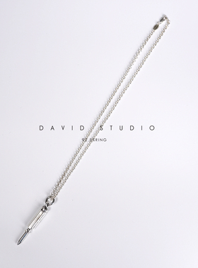 david纯银925纯银做旧个性实心十字螺丝刀项链环形情侣女款项链