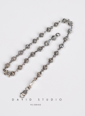 手链davids925十字架圆珠做旧