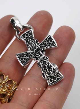 david十字架图腾同款做旧项链