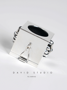 david纯银925纯银斯诺克台球黑八巧可粉套 做旧十字架球杆粉套