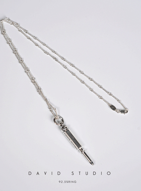 david纯银S925纯银竹节项链 螺丝刀十字做旧个性情侣时尚项链