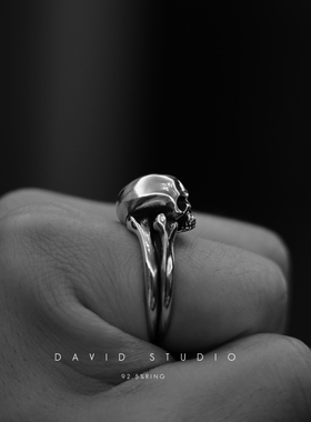 骷髅头摇滚同款戒指Davidstudio