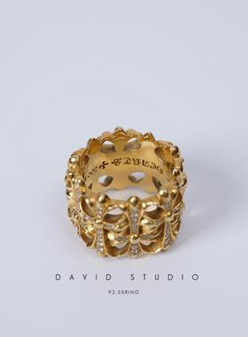 碎钻情侣十字架戒指Davidstudio