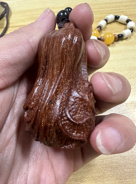 天然紫檀金星雕刻手把件木雕工艺品摆件白菜寓意百财小礼品挂件