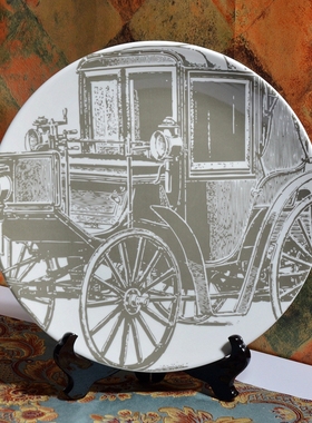 欧式12寸摆盘 复古艺术陶瓷盘 黑白陶瓷圆盘摆件欧式家居摆盘瑕疵