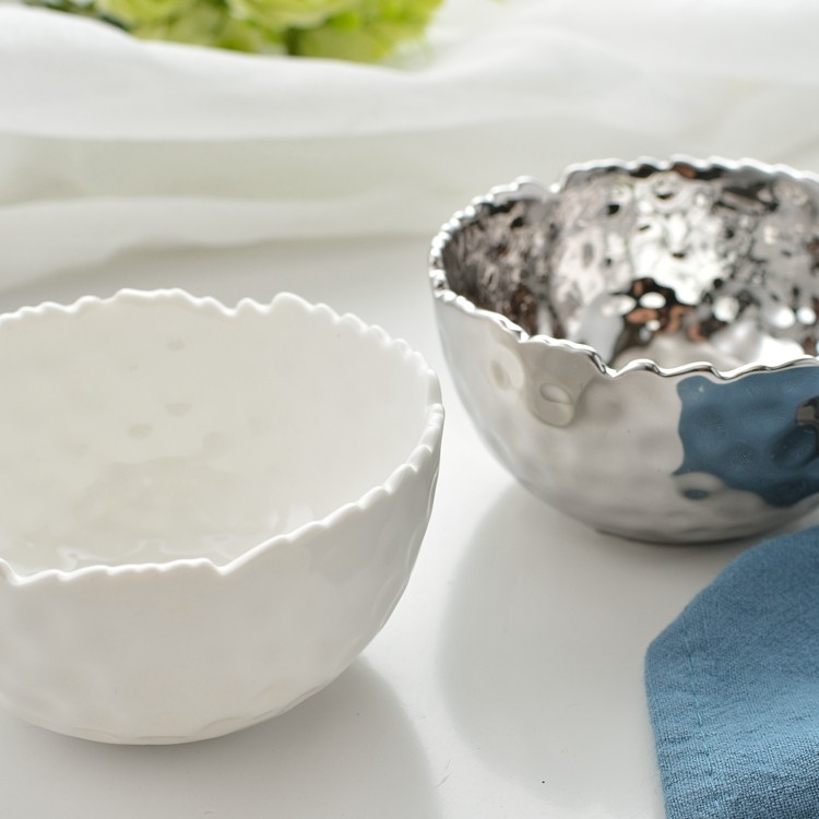 欧式工艺电镀陶瓷小碗仔 美食展示小吃碗 餐饮酱料碗 纯色碗 瑕疵