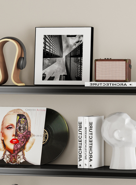 意式轻奢客厅电视柜摆件高档样板房别墅大平层开放格壁龛几何软装