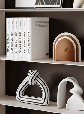 现代简约书柜开放格摆件样板房领导办公室壁龛设计师组合软装饰品