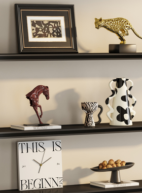 老钱风意式高级感客厅电视柜开放格摆件样板房办公室书柜壁龛软装