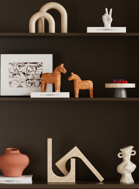 中古风客厅背景墙壁龛摆件样板房别墅高级感侘寂酒柜小众软装饰品