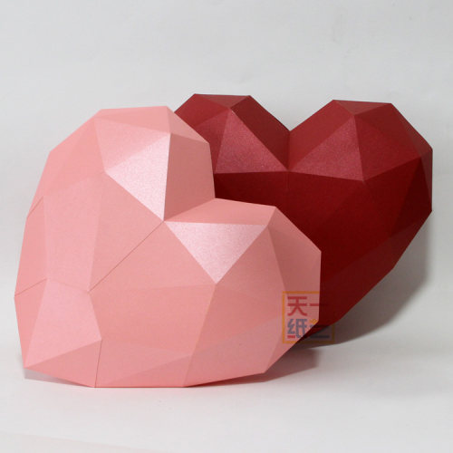 粉色爱心纸模型手工DIY装饰可爱3D立体红心形折纸摆件陈设道具 - 图1