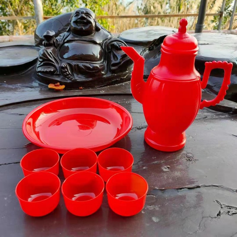 信逸佛堂家用红色小酒壶供盘供杯酒杯子塑料供盘红盘果碟佛盘供碟,淘宝优惠券,粉丝福利购,淘宝优惠卷
