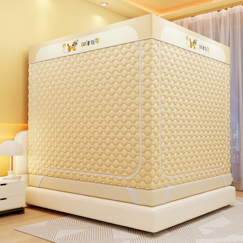 冬季五面夹棉遮光家用防风加厚保暖温防寒回底三开门拉链帐床幔帘,淘宝优惠券,粉丝福利购,淘宝优惠卷