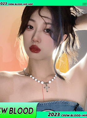 欧美十字架珍珠男女项链