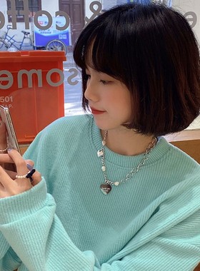 珍珠爱心项链女毛衣链