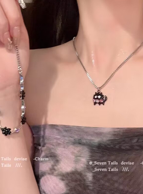 KANSAI双层叠戴猫项链亚文化y2k甜酷辣妹配饰小众设计感锁骨链女