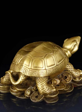 黄铜金钱龟乌龟摆件家居工艺品装饰办公室黄铜中式桌面摆设礼品o