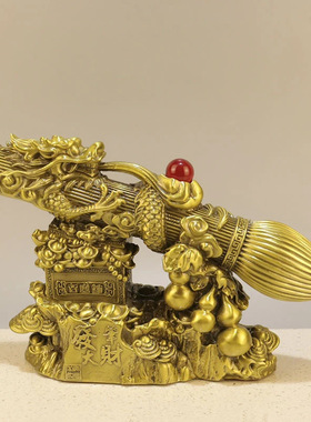 黄铜发笔大财摆件中式客厅书房办公室装饰开业礼品元宝葫芦毛笔o