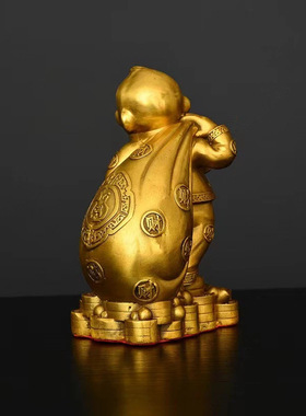 黄铜猴子摆件金猴献财十二生肖猴子送宝布袋猴美猴王办公室区摆件