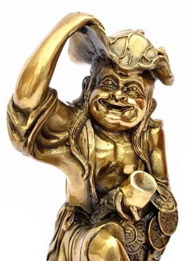 黄铜刘海戏金蟾摆件刘海铜像手持钱串脚踏金蝉客厅店铺家居摆件o