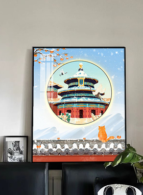 北京故宫建筑音响发光装饰画国潮宫廷风蓝牙音响摆件画卧室挂画