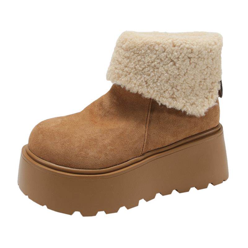 网红复古厚底雪地靴女款2024新款冬季加绒加厚保暖棉鞋子勃肯棉鞋