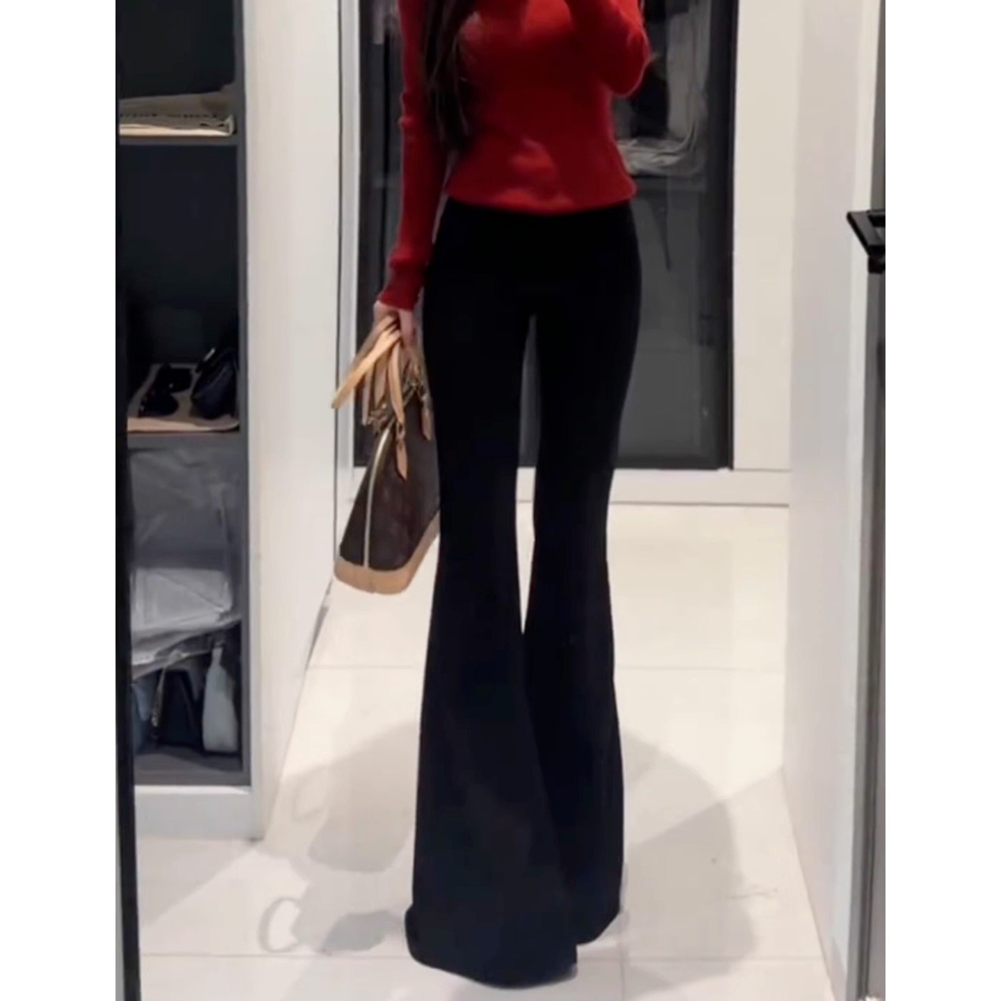 2026年春夏新款御姐范黑色高腰修身大喇叭裤女垂坠感拖地马蹄长裤,淘宝优惠券,粉丝福利购,淘宝优惠卷