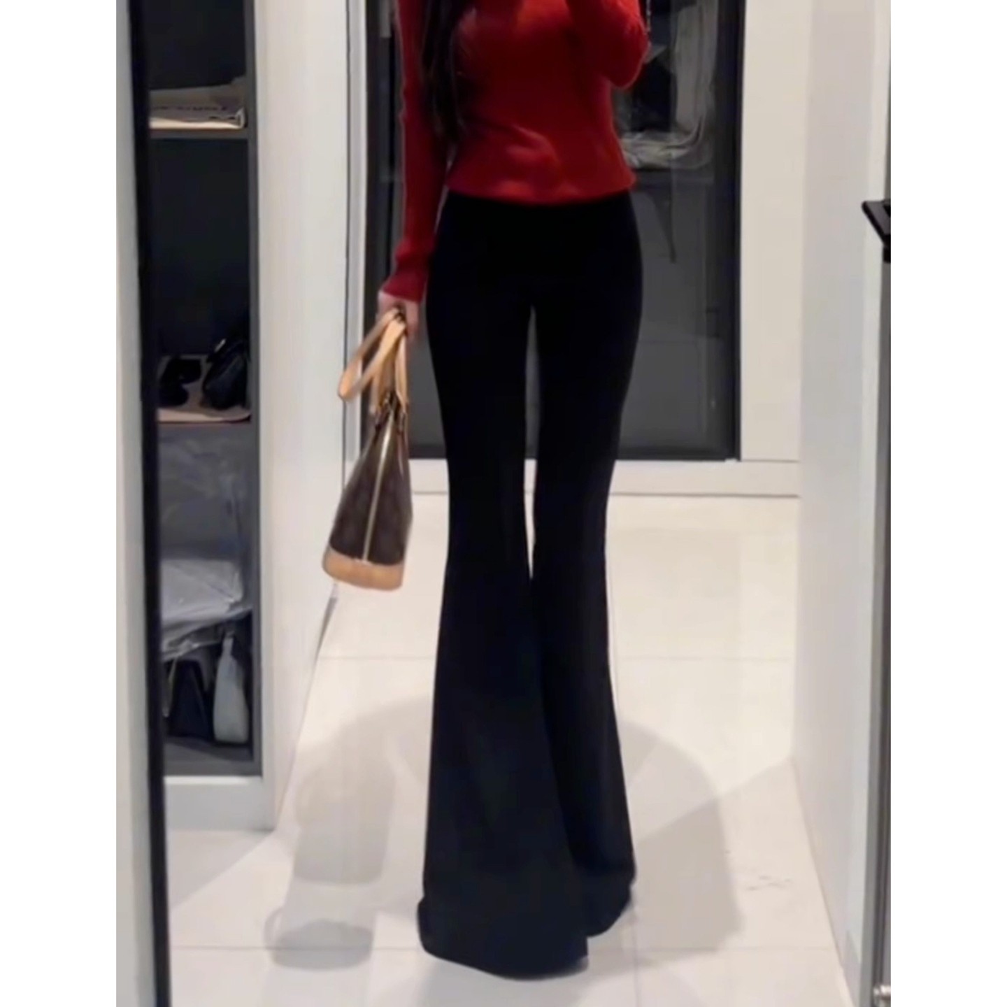 2026年春夏新款御姐范黑色高腰修身大喇叭裤女垂坠感拖地马蹄长裤,淘宝优惠券,粉丝福利购,淘宝优惠卷