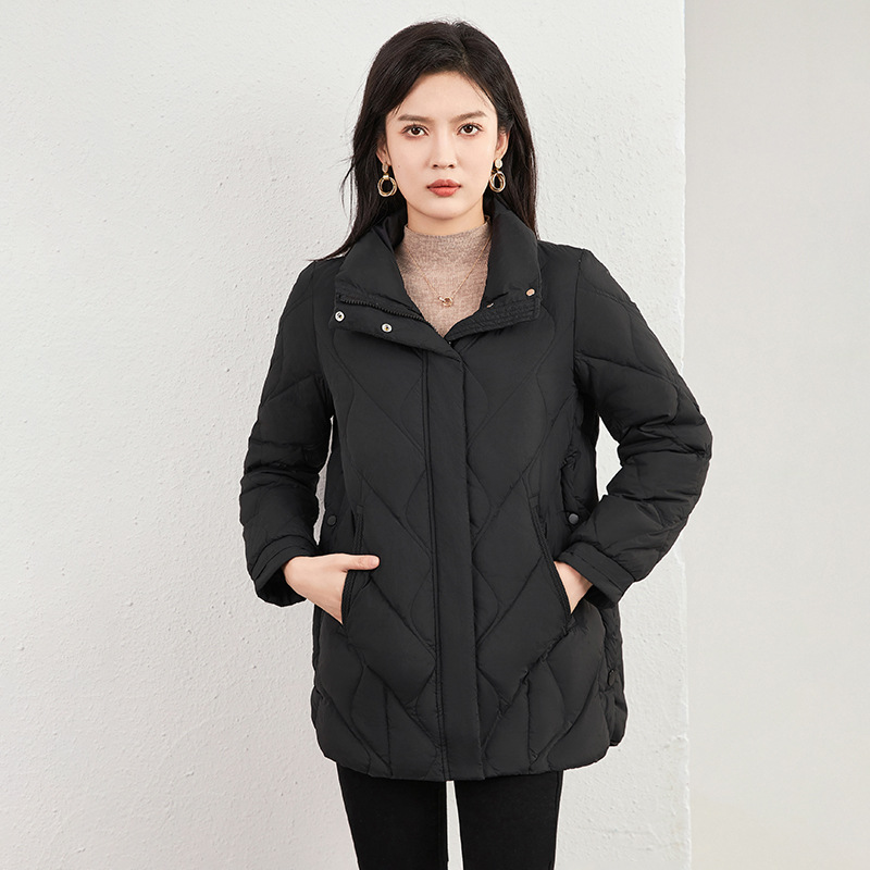 HONB红贝缇新品90%白鸭绒羽绒服中长款女装显瘦百搭保暖外套冬