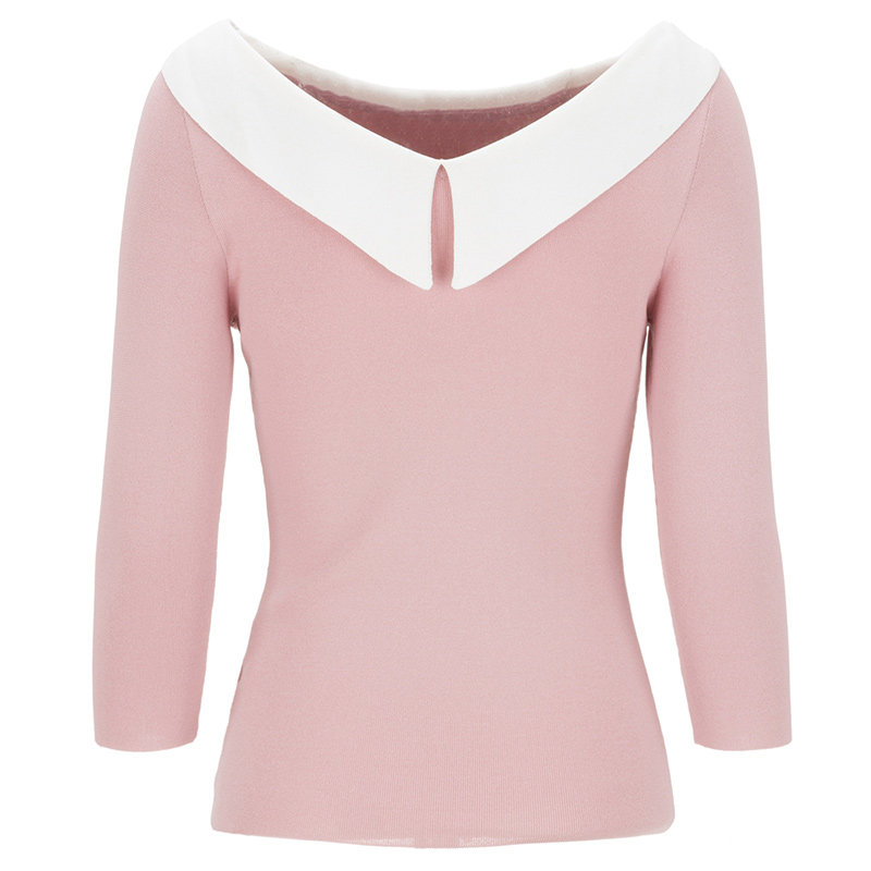 honb红贝缇秋季新款七分袖套头衫 honb红贝缇毛针织衫