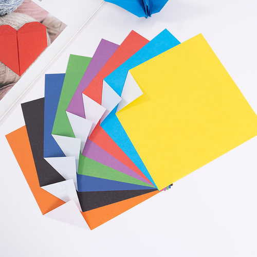 彩色15厘米正方形双面双色不同色纯色幼儿园儿童手工折纸叠纸卡纸 - 图1