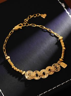 广州大佛寺法物流通碎碎冰五帝币招财手链女新中式转运珠国风手饰