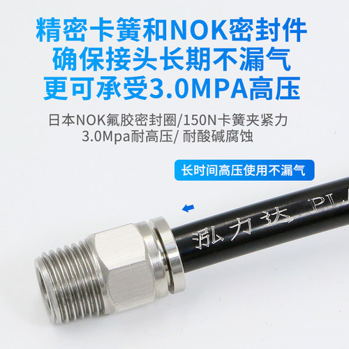 304不锈钢快速接头螺纹直通PC6/8-01/2耐高温高压气动管快插接头 - 图2