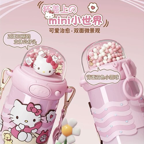 hellokitty儿童保温杯女新款2025高颜值大容量吸管水杯子上学专用 - 图0