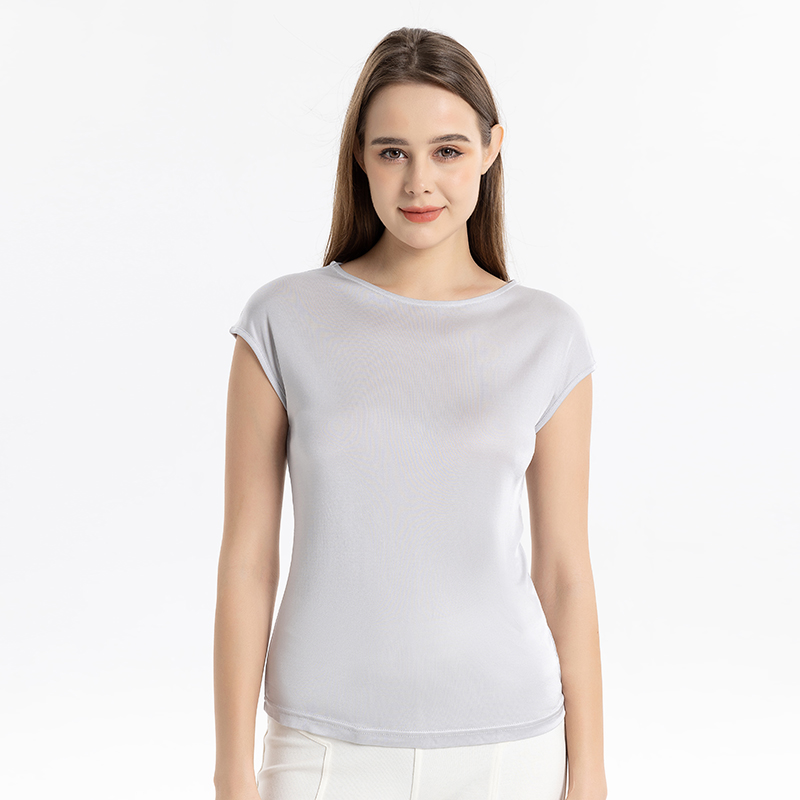 夏季新款真丝针织连肩袖女纯色T恤显瘦背心桑蚕丝圆领宽松打底衫,淘宝优惠券,粉丝福利购,淘宝优惠卷