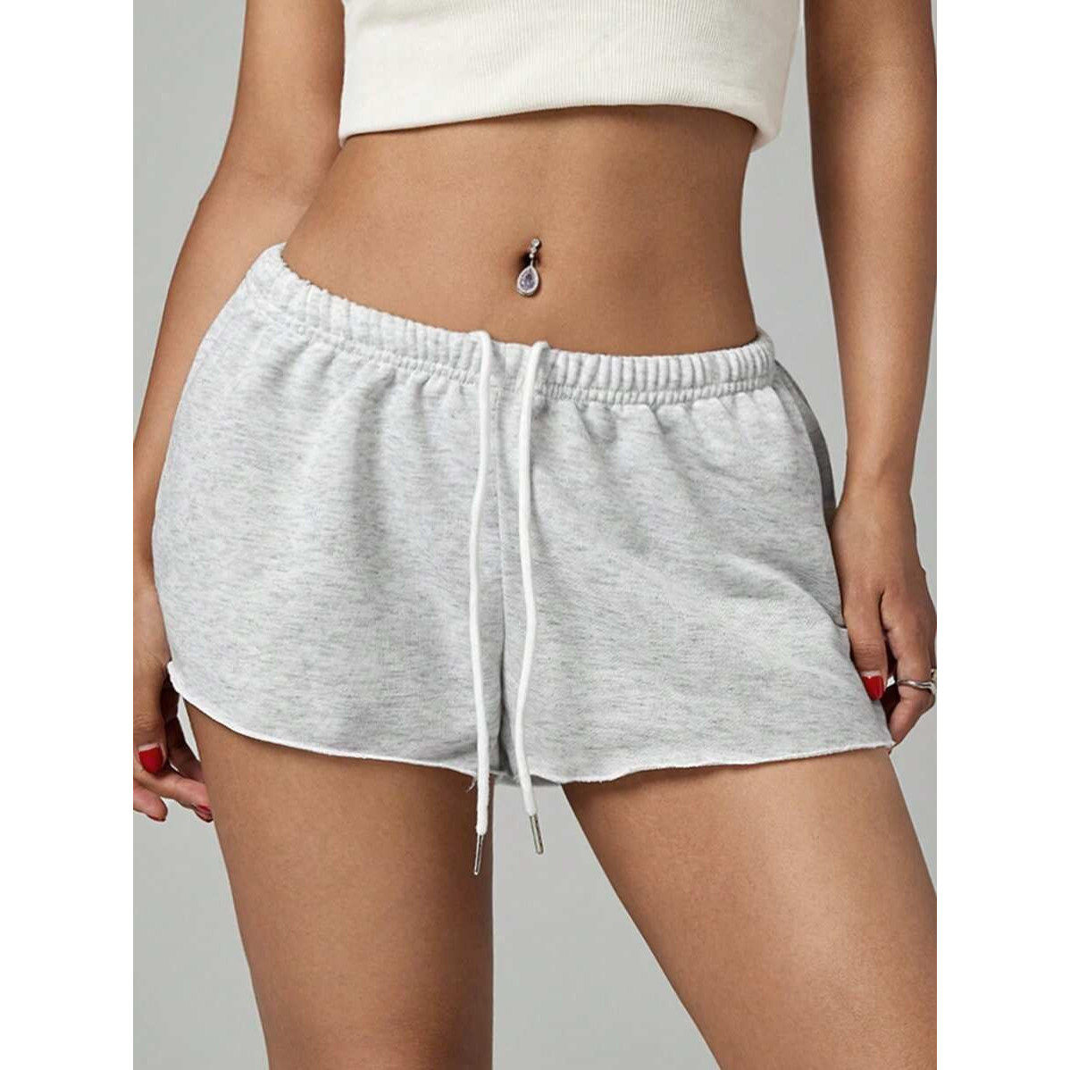 古丞 美式复古高腰抽绳短裤女士夏季运动休闲健身松紧腰三分裤,淘宝优惠券,粉丝福利购,淘宝优惠卷